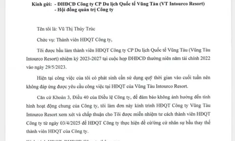Lãnh đạo Công ty cổ phần du lịch Quốc tế Vũng Tàu xin từ nhiệm vì "cần sử dụng quỹ thời gian vào cuối tuần"