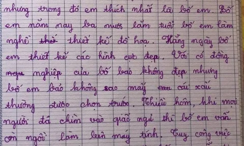 Bài văn tả “người bố lao động trí óc” của bé tiểu học đầy chân thực, cái kết khiến cô giáo ngã ngửa