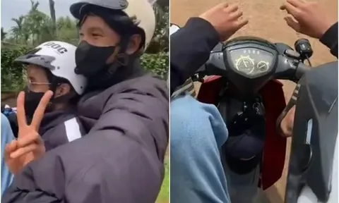 Đắk Lắk: 2 thiếu niên chạy xe máy bằng chân, buông cả hai tay, người ngồi sau quay clip gây bức xúc