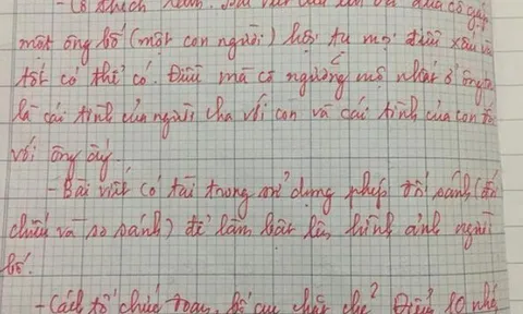 Viết văn so sánh bố mình và “bố người ta”, bé lớp 5 nhận điểm 10 tròn trĩnh, lời phê của cô giáo gây chú ý