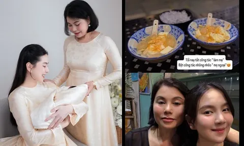 MC Mai Ngọc "trốn con" về nhõng nhẽo nhà ngoại, quý tử 1 tháng tuổi ngày càng thăng hạng nhan sắc