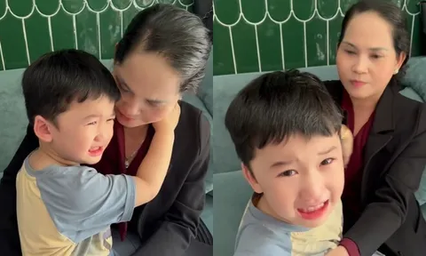 Con trai Hà Trí Quang khóc nấc khi chia xa bố mẹ của Thanh Đoàn, ông bà nội miền Tây rưng rưng dỗ cháu