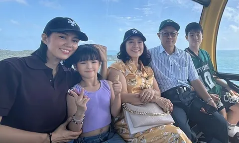 Lê Phương được chồng trẻ chi tiền cho đi du lịch, khoe con trai riêng như "khổng lồ" bên em gái nửa huyết thống