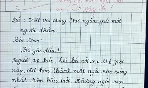 Bài văn viết về bố của bé gái lớp 5 nhận điểm 10 tròn trĩnh, cô giáo rưng rưng ngay khi đọc dòng đầu tiên