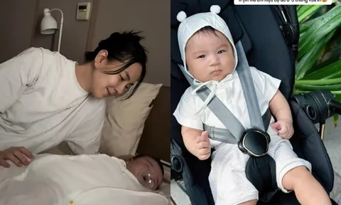 Con trai Mai Ngọc mới 3 tháng tuổi đã mặc vừa đồ của trẻ 9 tháng, gương mặt như "photocopy" từ bố thiếu gia