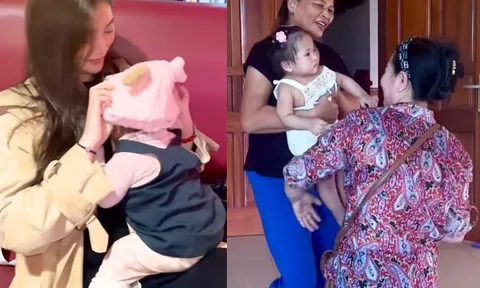 Thanh Trúc đưa con gái về thăm nhà chồng, ái nữ là "bản sao" của bố được bà nội bế bồng không rời tay