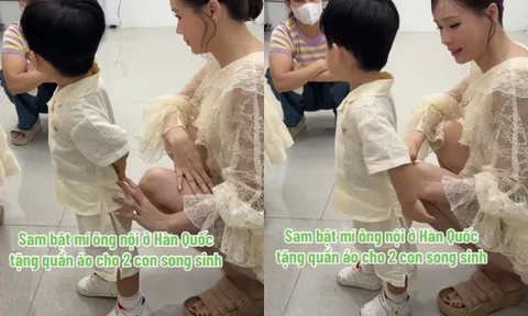 Bố chồng của Sam tặng quà cho 2 cháu nội song sinh, nàng dâu Việt được lòng gia đình bên Hàn