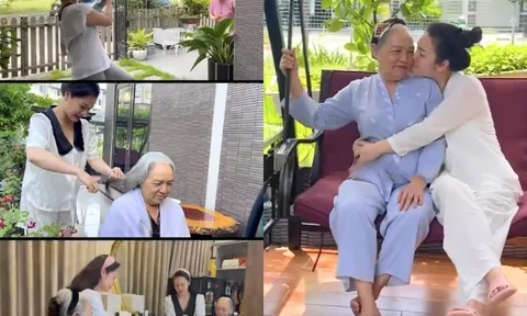 Xúc động cảnh Nhật Kim Anh bật khóc ôm chân mẹ trong dịp Vu Lan, nuôi được 2 con đều nhờ công đấng sinh thành