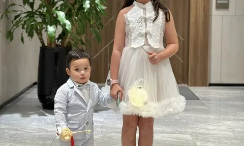 Hai con lai Tây của Hà Anh hóa trang đón Trung thu, bé gái ra dáng thiếu nữ xinh đẹp, quý tử bảnh bao giống bố