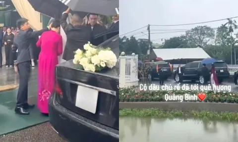 Đỗ Thị Hà và thiếu gia Viết Vương đội mưa làm lễ thành hôn, rạp cưới lớn nhất Quảng Trị bị rách do bão số 12