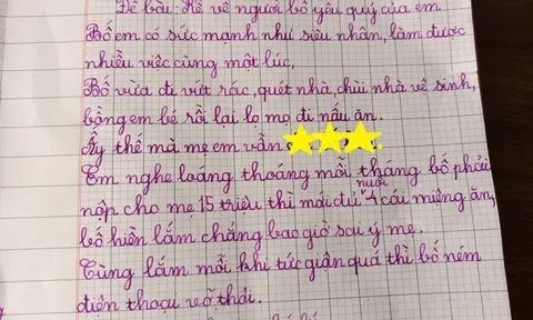 Bé tiểu học viết văn tả bố, tiết lộ chuyện mỗi tháng nộp cho mẹ 15 triệu và cái kết không thể ngờ