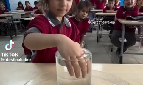 Thử thách lấy quả quýt ra khỏi cốc nước đầy, cả lớp chỉ duy nhất 1 học sinh làm được theo cách không ngờ