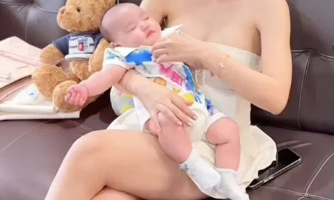 Hotgirl Hà Thành chăm con lộ dáng gợi cảm, nhiều người tấm tắc: Chồng quá may mắn!