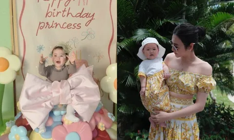 Á hậu Tú Anh làm tiệc thôi nôi cho con gái sinh với chồng thiếu gia, "tiểu công chúa" khiến BTV Thụy Vân xuýt xoa