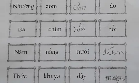 Cô giáo giao bài tập tiếng Việt điền thành ngữ “Nhường cơm… Ba chìm…”, học sinh đưa ra loạt đáp án không ai ngờ