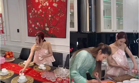 Diệp Lâm Anh xinh đẹp vào bếp được khen cả mùa Tết, fan lại kêu: "Chị có thôi đi không?"