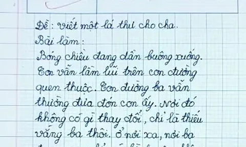 Bé trai lớp 4 đạt điểm 10 tuyệt đối với bài văn viết về bố, cô giáo bật khóc khi thấy khuôn mặt ở cuối bài