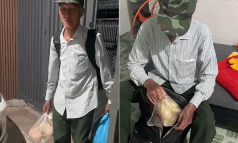 Hình ảnh ông bố 70 tuổi vượt 200km lên thăm con gái, đem theo ba lô rau, trứng khiến ai xem cũng rưng rưng nước mắt