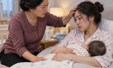 Mẹ chồng sang thăm con dâu mới sinh, vô tình thấy thứ giấu trong nhà vệ sinh thì hốt hoảng gọi con trai về