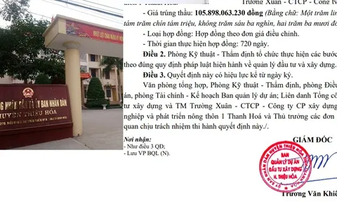 BQLDA Thiệu Hóa, Thanh Hóa: Đấu thầu 1.500 tỷ đồng, ngân sách tiết kiệm hơn 2 tỷ đồng, đạt tỉ lệ 0,1%