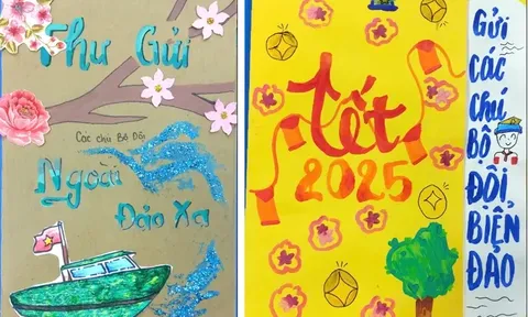 Học sinh Thủ đô viết thư, làm bưu thiếp gửi bộ đội Trường Sa dịp Tết