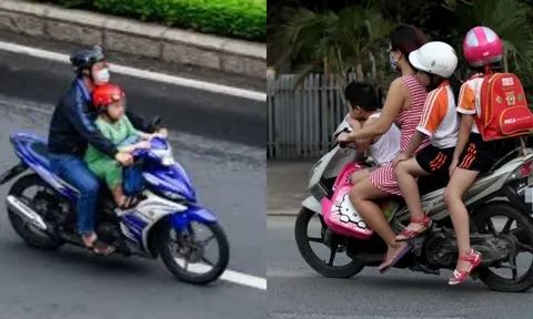 Tài xế xe máy sẽ bị phạt tới 14 triệu đồng, trừ 10 điểm GPLX nếu chở trẻ em trong trường hợp này