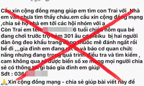 Thực hư thông tin bé trai 6 tuổi bị đánh thuốc mê rồi bắt cóc