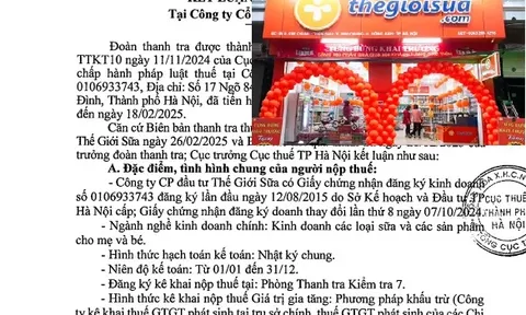 Công ty Thế giới Sữa vi phạm về thuế như thế nào mà phải nhận "trát" phạt 248 triệu đồng?