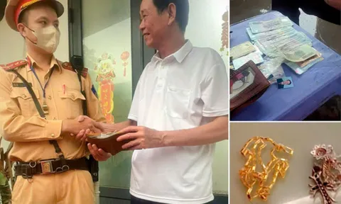 Đánh rơi 5 chỉ vàng và gần 20 triệu trên phố, người dân được CSGT tìm trả lại