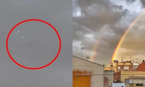 Clip: Khoảnh khắc UFO xuất hiện cạnh cầu vồng đôi trước ngày thảm họa khiến hơn 200 người tử vong