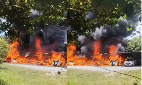 Xe điện du lịch đang sạc thì phát nổ thiêu rụi 9 xe điện du lịch khác và 1 ô tô Mazda: Hiện trường tan hoang, chỉ còn tro tàn, khung trơ trọi