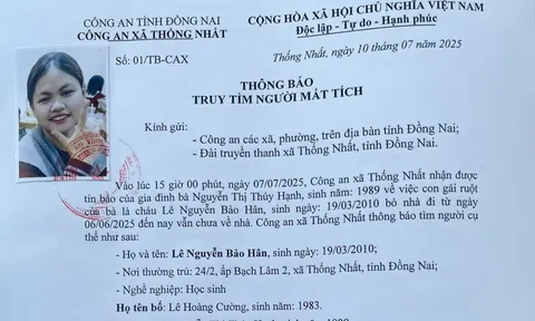 Đồng Nai: Thiếu nữ 15 tuổi mất tích bí ẩn
