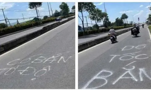 Ai đã dùng sơn xịt dòng chữ “bắn tốc độ”, “có bắn tốc độ” trên mặt đường Lê Quang Đạo?