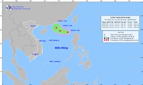 Thông tin mới nhất về áp thấp nhiệt đới mạnh cấp 6, giật cấp 8 trên Biển Đông, dự báo về việc ảnh hưởng tới Việt Nam