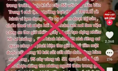 Sự thật về thông tin "Chủ tịch phường ở Huế bị bắt cùng nhiều vàng và sổ đỏ"