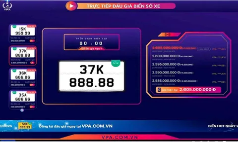 Ngày đầu đấu giá biển số xe đợt 8: Bất ngờ giá trúng biển VIP đuôi 888.88