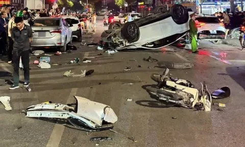 Tạm giữ hình sự Vũ Quang Chiến (sinh năm 1987) - tài xế Lexus tông liên hoàn 6 xe lúc nửa đêm ở Trung Kính, Hà Nội