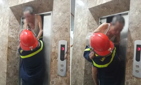 Khoảnh khắc căng thẳng: Cụ ông mắc kẹt trong thang máy được đội cứu hộ thần tốc giải cứu kịp thời