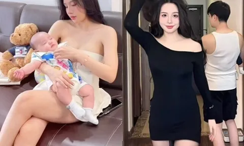 Hotgirl Hà Thành chăm con lộ dáng gợi cảm, nhiều người tấm tắc: Chồng quá may mắn!