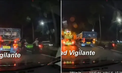 Clip: Xe tải chuyển làn ẩu, ép 2 xe máy vào lề đường cao tốc khiến 3 người bị thương