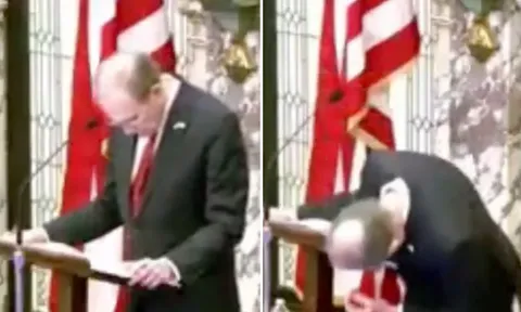 Clip: 1 quan chức cấp cao đột ngột ngã quỵ trong lúc phát biểu trên sàn Nghị viện ở Mỹ