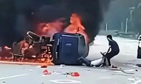 “Tôi không thể đứng nhìn”: Người đàn ông dũng cảm lao vào cứu tài xế mắc kẹt khỏi chiếc xe bốc cháy dữ dội