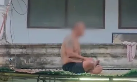 Nhảy từ tầng 3 xuống mái hiên, người đàn ông ung dung... ngồi thiền "chữa lành", dân tình dở khóc dở cười