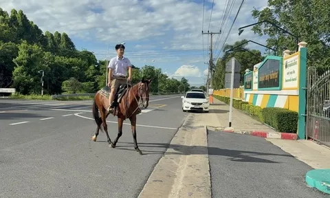 Tiết kiệm tiền xăng, nam sinh Thái Lan cưỡi ngựa đi học mỗi ngày
