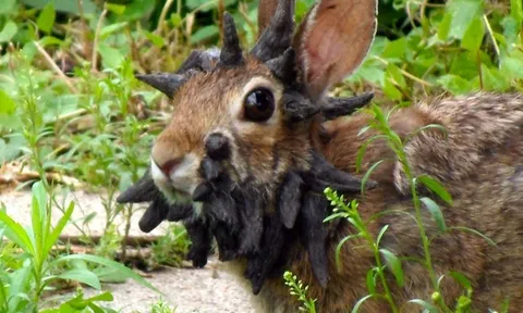 Thỏ "zombie" mọc tua tủa gai đen quanh miệng đang lan khắp nước Mỹ, cư dân rùng mình không dám lại gần