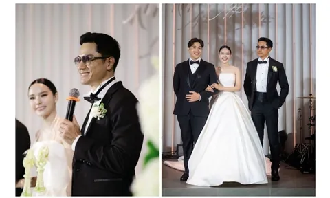 Vóc dáng săn chắc và khí chất “tổng tài” giúp ông bố tuổi U60 chiếm trọn spotlight trong ngày vui của con gái