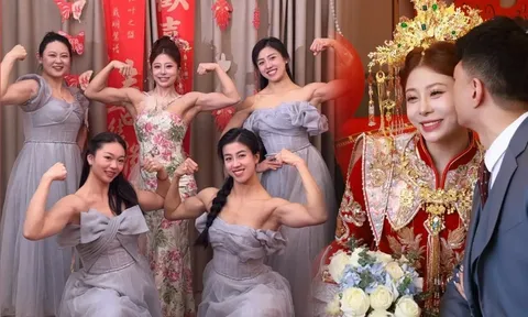 Cô dâu lực lưỡng và dàn phù dâu cơ bắp khiến khách mời trầm trồ
