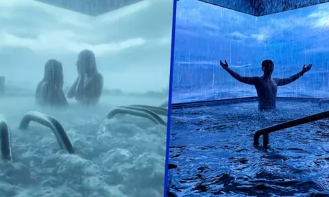 Độc lạ trào lưu “tắm bão” gây sốt tại Trung Quốc