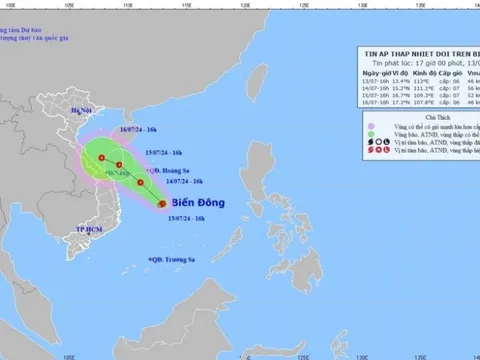 Xuất hiện áp thấp nhiệt đới trên biển Đông, nhiều nơi có khả năng mưa lớn