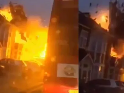 Clip: Nhà liền kề bay nóc sau tiếng nổ lớn